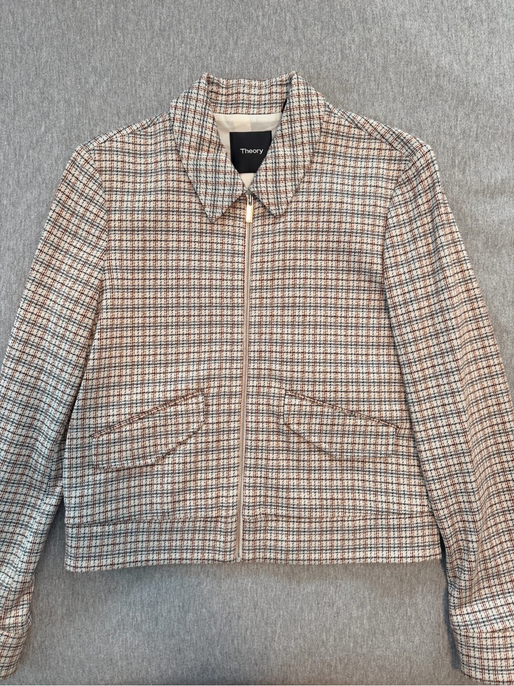 Theory Plaid Bomber Style Jacket - Plaid